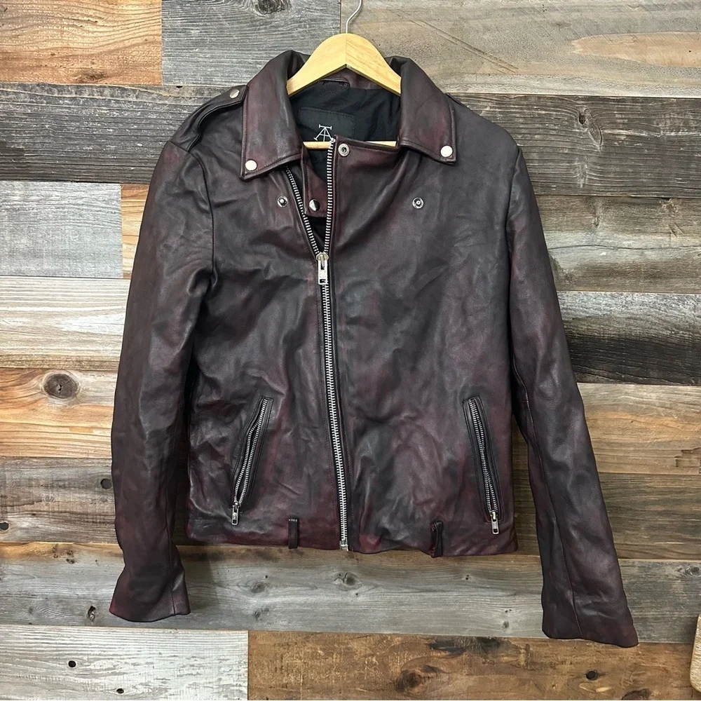 Threads Of Apollo Full Zip Women’s Bomber Jacket Burgundy Sheep Leather Small - Picture 1 of 8